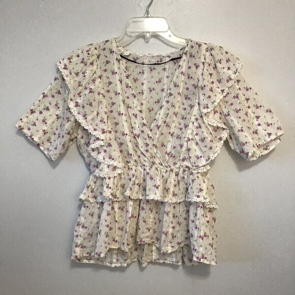 Selected Femme Susy Ruffled Floral Blouse Top Size 36 - Picture 8 of 13